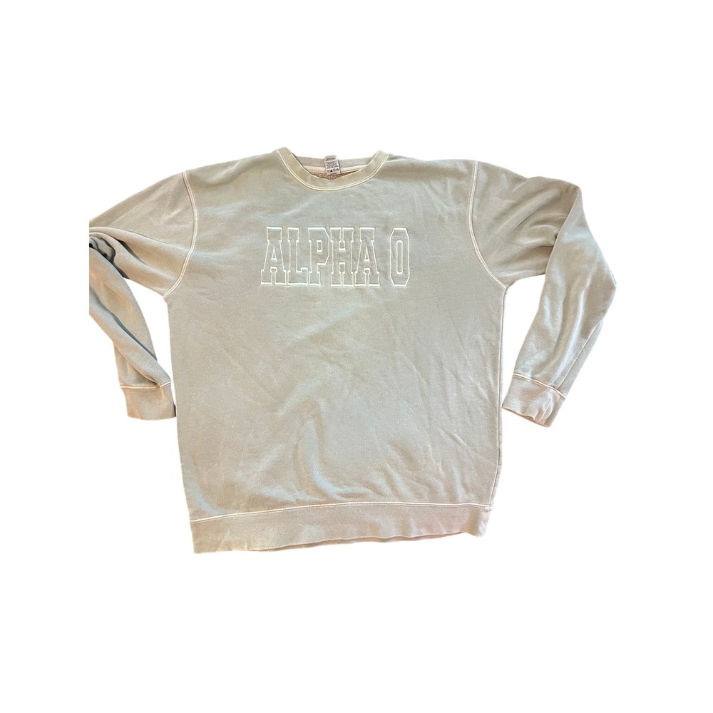 Alpha Omega Sorority Crewneck Sweatshirt Pastel Green "ALPHA O" Logo Size L
